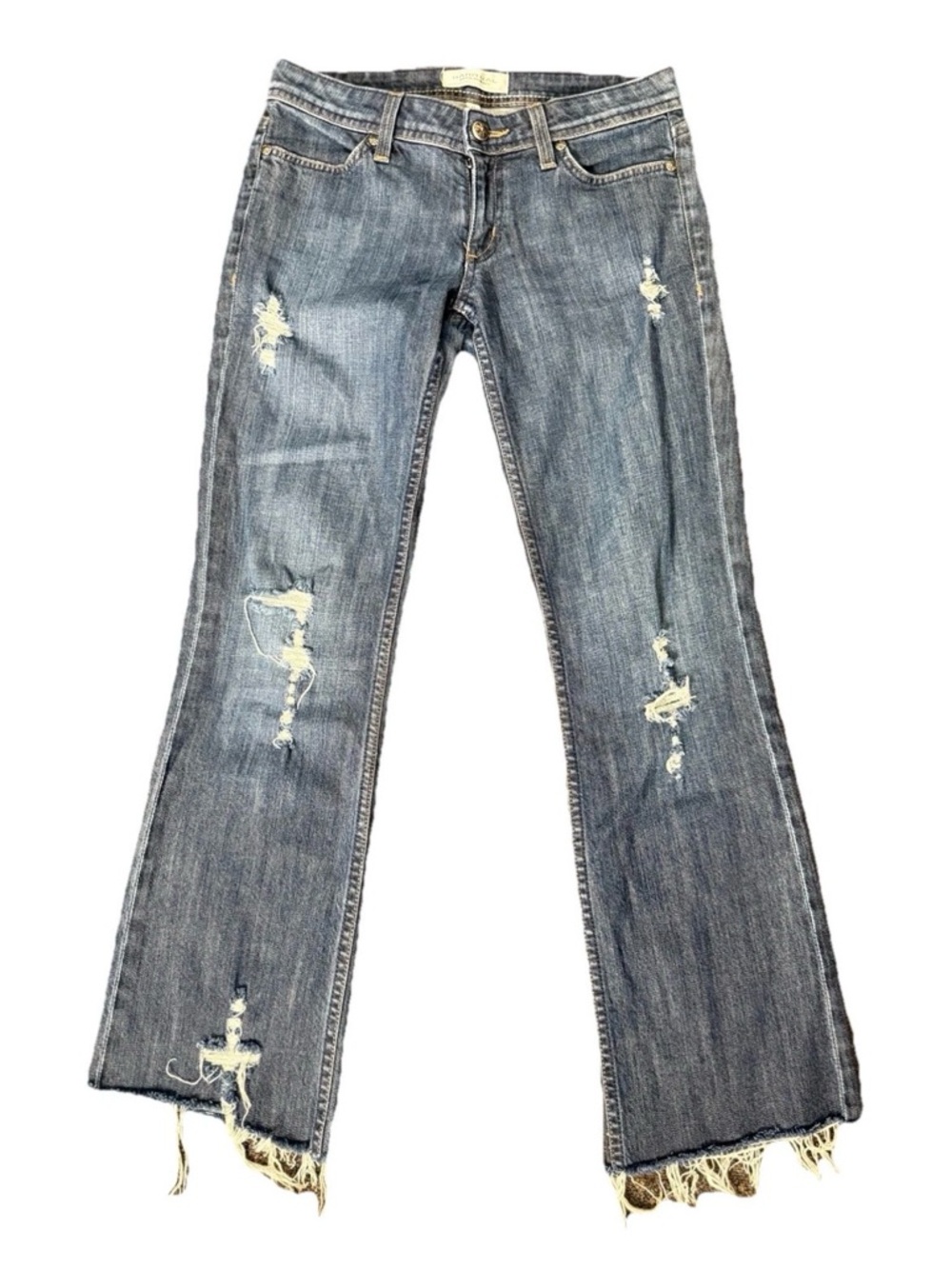 Habitual Straight Distressed Denim Jeans Frayed Hem Women's Size 27 Color-Galaxy